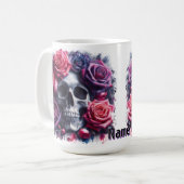 Mug Crâne entouré de Roses dynamiques (Devant gauche)