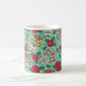 Mug Crâne et fleurs. Arrière - plan sans couture. da m (Centre)