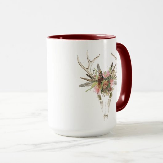Mug Crâne et fleurs de cerfs (Devant droit)