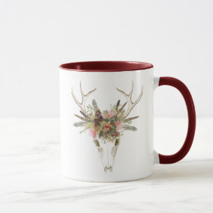 Mug Crâne et fleurs de cerfs communs