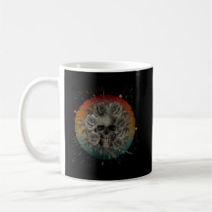 MUG CRÂNE ET FLEURS VINTAGE NOIR ET BLANC