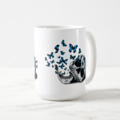 Mug Crâne et papillons bleus (Devant droit)