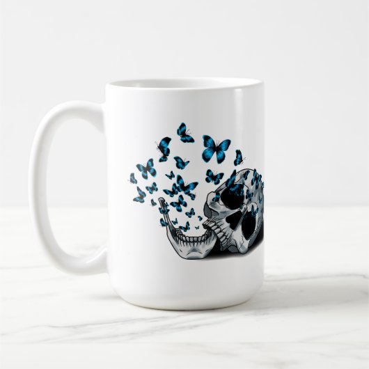 Mug Crâne et papillons bleus (Gauche)