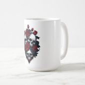 Mug Crâne et Rose : Gothique Floral Design (Devant droit)