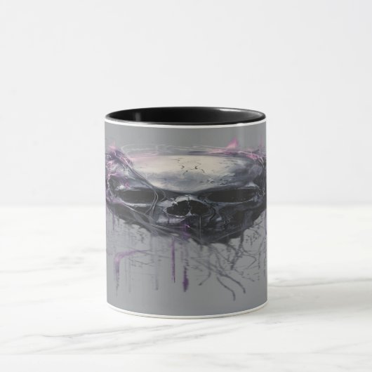 Mug Crâne Éthéré Art Abstrait Grunge Sombre (Centre)