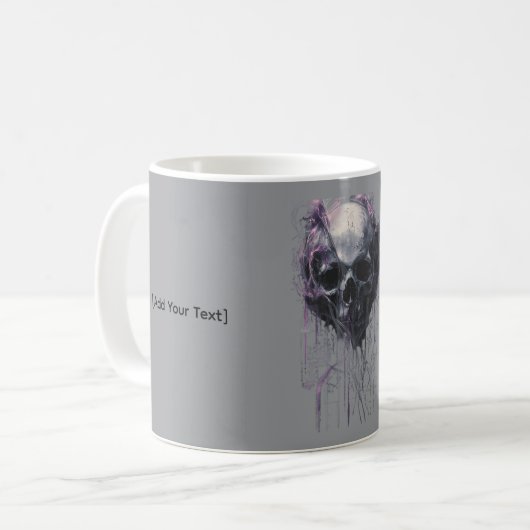 Mug Crâne Éthéré Art Abstrait Grunge Sombre (Devant gauche)