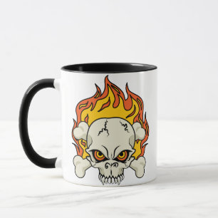 Mug Crâne flamboyant et os croisés