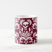 Mug Crâne flamme Damas en blanc croustillant sur rouge (Centre)