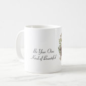 Mug Crâne Fleurs Bourgogne Feuilles Vertes (Devant gauche)