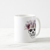 Mug Crâne Floral Fleurs Blanches et Vin (Devant droit)