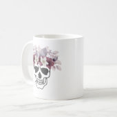 Mug Crâne Floral Fleurs Blanches et Vin (Devant gauche)