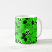 Mug Crâne Floral Gothique Vert Néon (Devant droit)
