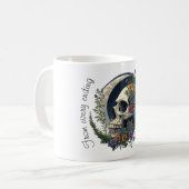 Mug Crâne Floral & Lune Art Gothique Céleste (Devant gauche)