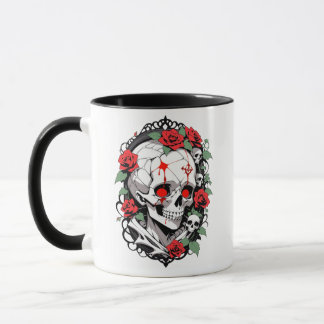 Mug Crâne gothique avec Rose