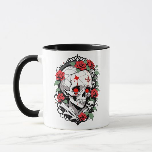 Mug Crâne gothique avec Rose (Gauche)