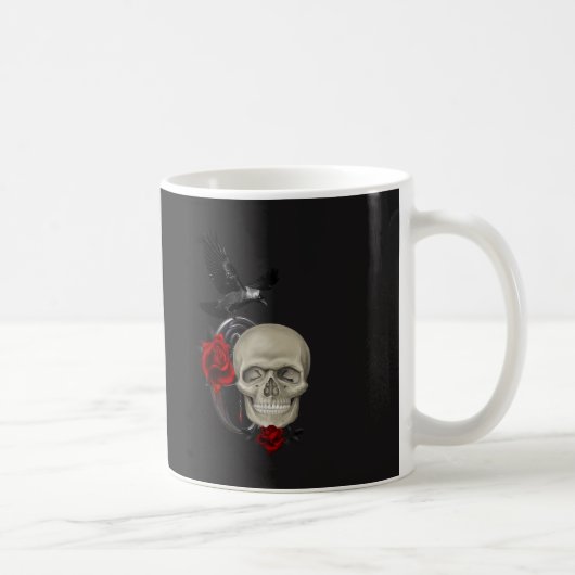 Mug Crâne gothique avec Rose et corbeau (Droite)