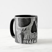 Mug Crâne gothique Face À Un Cool De Grunge Noir Et Bl (Devant gauche)