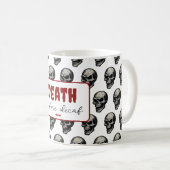 Mug Crâne gothique "Mort avant décaf" | Éffrayant Funn (Devant droit)