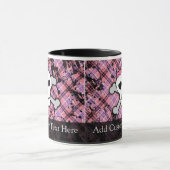 Mug Crâne grunge rose avec des coeurs d'os croisés (Centre)