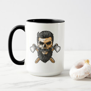 Mug Crâne hérissé du bûcheron Axes croisés