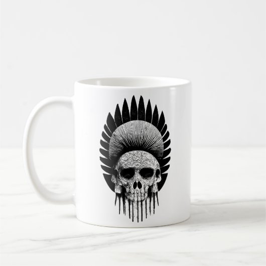 Mug Crâne indien noir et blanc (Gauche)