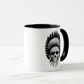Mug Crâne indien noir et blanc (Devant droit)