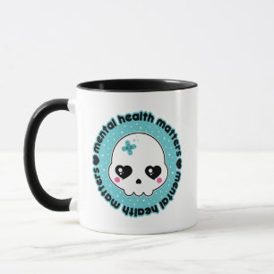 Mug Crâne Kawaii pour la Santé Mentale