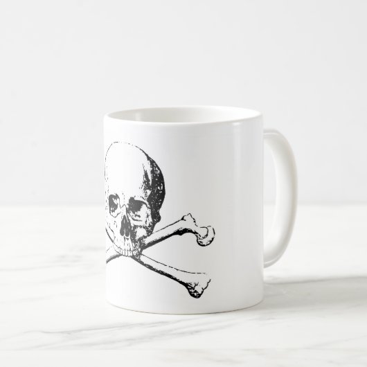 Mug Crâne noir et blanc et os (Devant droit)