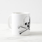 Mug Crâne noir et blanc et os (Devant gauche)