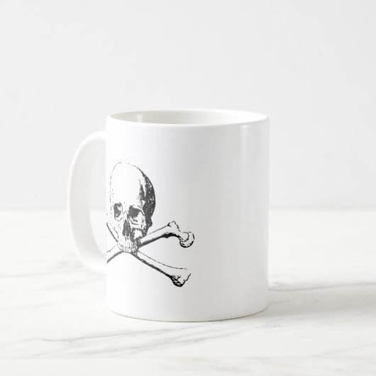 Mug Crâne noir et blanc et os (Devant gauche)