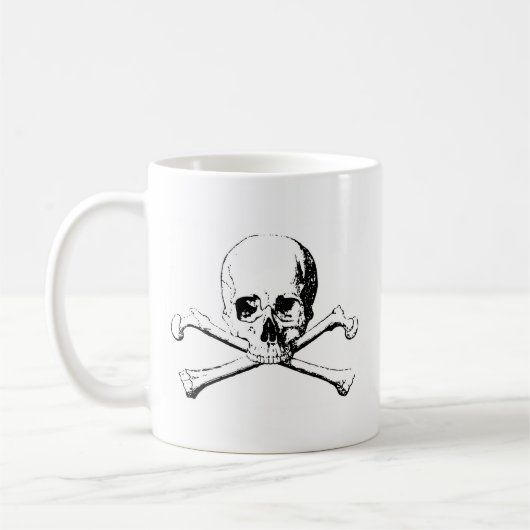 Mug Crâne noir et blanc et os (Gauche)