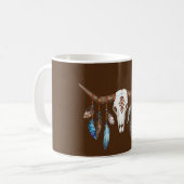 Mug Crâne occidental aquarelle avec des plumes (Devant gauche)