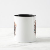 Mug Crâne Orange et Fleurs Vertes Halloween Blanc (Centre)