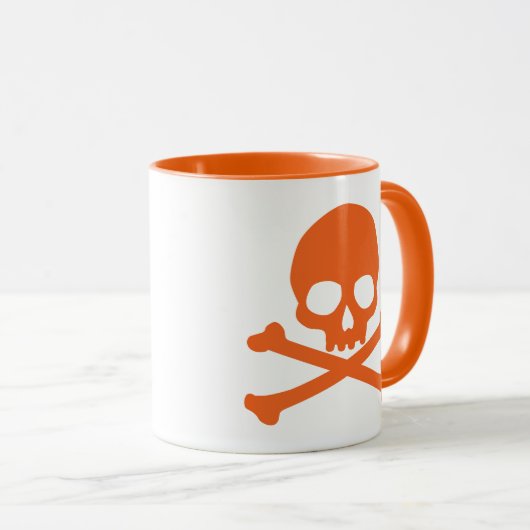 Mug Crâne orange simple et muqueuse croisée (Devant droit)