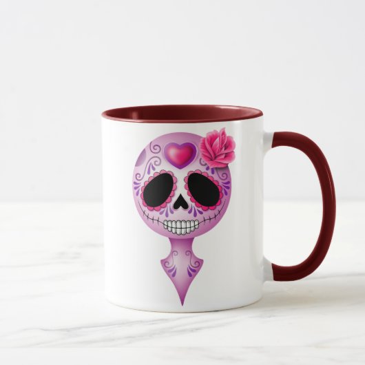 Mug Crâne pourpre mignon de sucre (Droite)