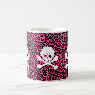 Mug Crâne punk gothique avec l'empreinte de léopard