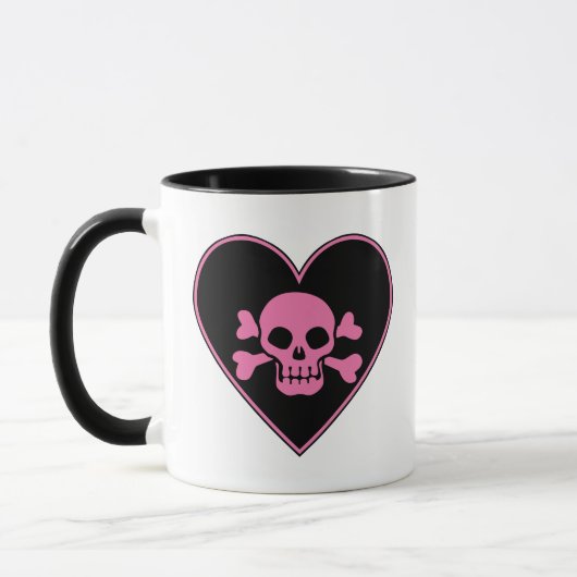 Mug Crâne rose dans un cœur (Gauche)