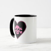 Mug Crâne rose dans un cœur (Devant gauche)