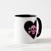 Mug Crâne rose dans un cœur (Devant droit)
