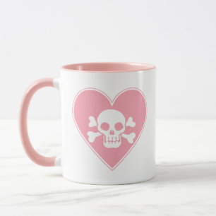 Mug Crâne rose mignon dans le coeur
