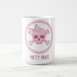 Mug Crâne Rose Pastel Mignon avec Nœud et Os de la Mor