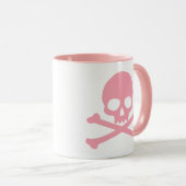 Mug Crâne rose simple et os croisés (Devant droit)
