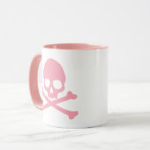 Mug Crâne rose simple et os croisés (Devant gauche)