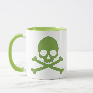Mug Crâne simple vert et os croisés