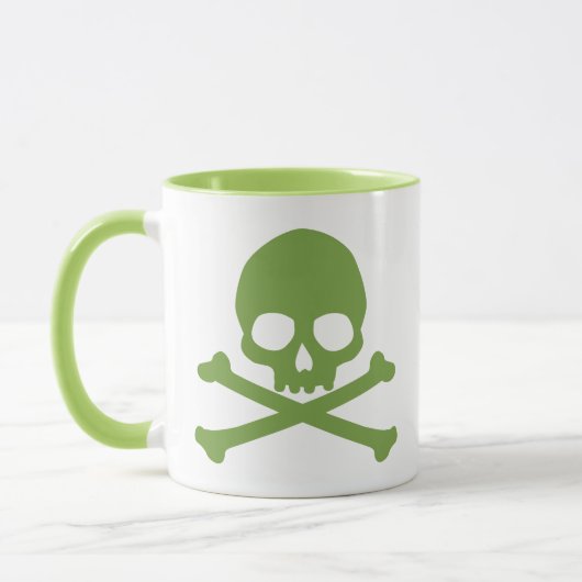 Mug Crâne simple vert et os croisés (Gauche)