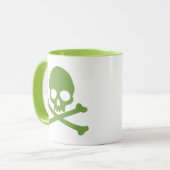 Mug Crâne simple vert et os croisés (Devant gauche)