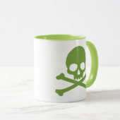 Mug Crâne simple vert et os croisés (Devant droit)