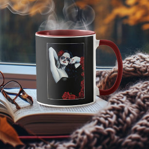 Mug Crâne sucre Roses rouges Noir