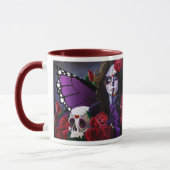 Mug Crâne sucre Roses rouges pourpre (Gauche)