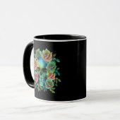 MUG CRÂNE VERT DE LA MORT AVEC FLEURS (Devant gauche)